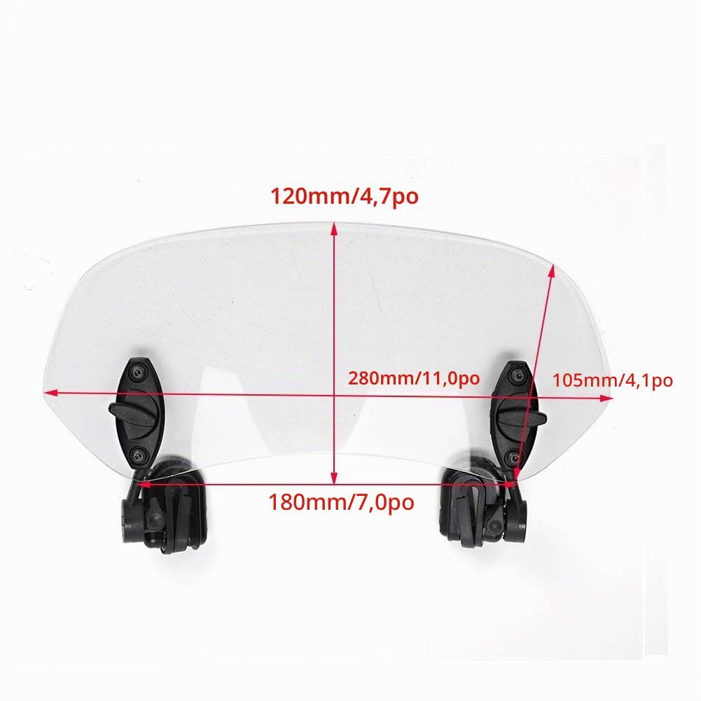 DEWIN Extension Bulle Moto, Extension Pare Brise Moto Universel Moto Clip Réglable Pare-Brise-Vent Accessoires de Pare-Brise