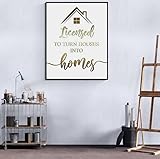 NATVVA Real Estate Canvas Painting Real Estate Realtor Pictures Posters Wall Art Home Decor Gifts Artwork for Realty Office Bedroom with Black Frame