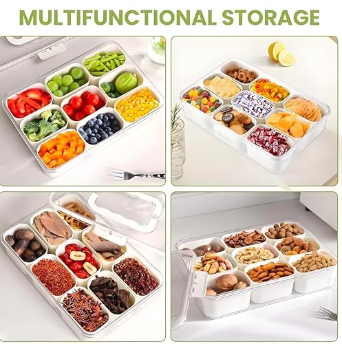 Image of SPIREX Reusable 9-Grid Food Storage Box |Spice & Snack Divider Tray| Multi-Compartment Bento Organizer Fruit Spices Candy Veggie Nuts & Snacks with lid Pack of 1