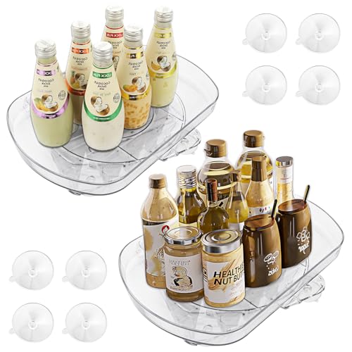 YAYODS 2 Pack Lazy Susan Turntable Organizer for Refrigerator, Rotating 15.7