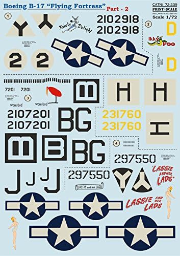 Decal for Airplane B-17 Flying Fortress, Part 2 1/72 PRINT SCALE 72-239