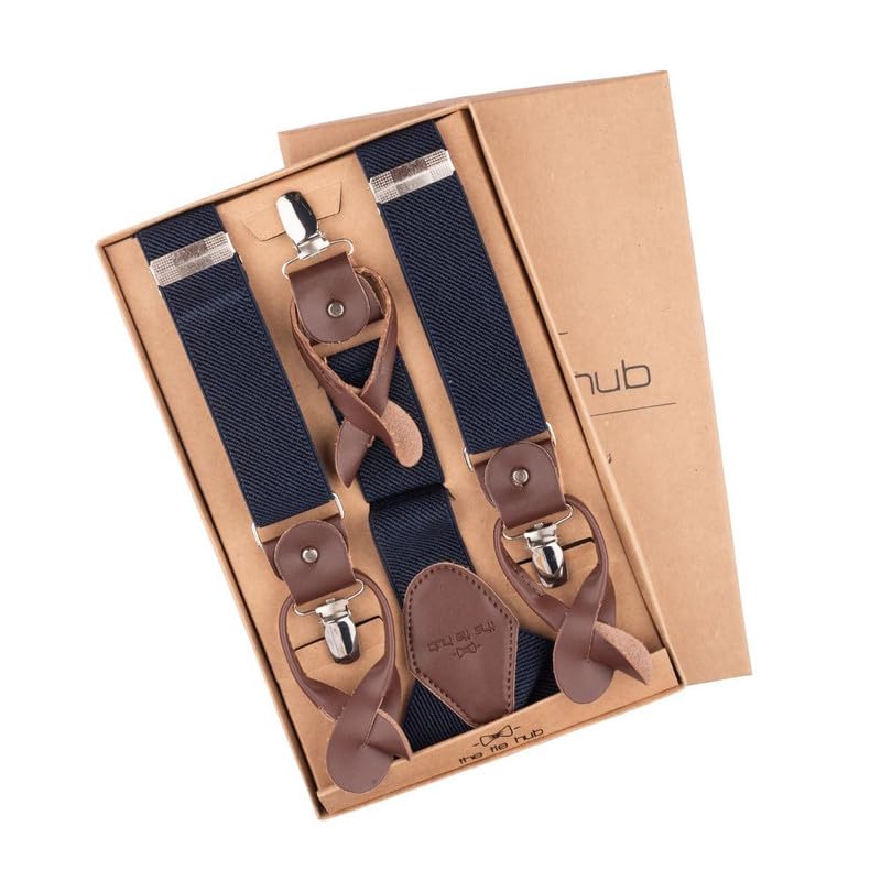 Image of The Tie Hub Button Suspenders for Men | Gentry Button-On Y-Back Elastic Braces | Adjustable 1.25 Inch | Formal Wedding
