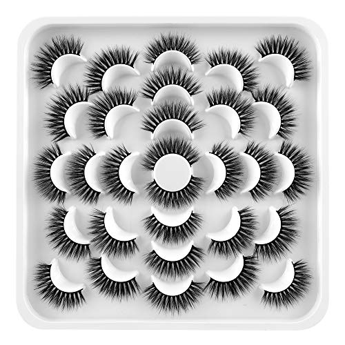 ALICROWN Natural False Eyelashes Full Volume Fake Lashes Pack Handmade Reusable Faux Mink Lashes 15 Pairs