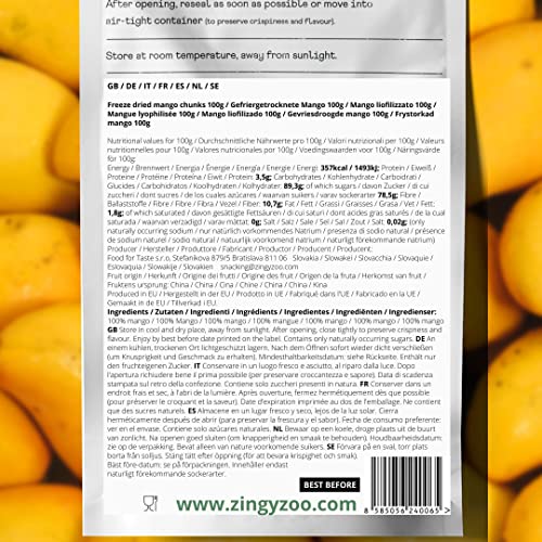 Gefriergetrocknete Mango | 100g Ohne Zuckerzusatz Mangos Gefriergetrocknet | Freeze Dried Fruit Mangoe Getrocknet | Trocken Früchte Keine Zusätze | Trockenmango ZingyZoo