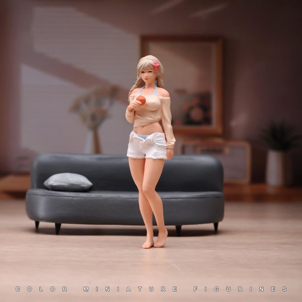 Figura Ragazza Modello Miniatura Personaggio Collezionabile Decorazione Diorama Resina Lavorata a Mano Adatta a Scenari Paesaggistici Micro