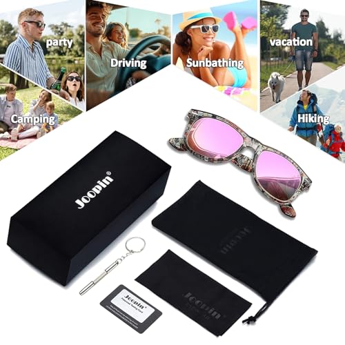Image of Joopin Square Sunglasses Polarized UV400 Designer Sun Glasses Men Women | Oversized, Plastic Frame, Retro, Vintage, Unisex, Trendy Shades for Driving, Party, Fishing, Business, Costume