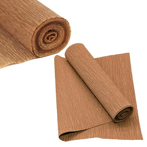 Lot de 2 rouleaux de papier crépon marron - 50 cm de large et 250 cm de long - Pour la fabrication...