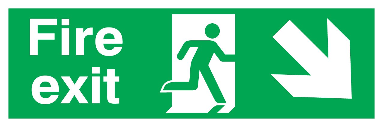 Signs & Labels FFX04111R Sign Board, Fire Exit Arrow Down Right