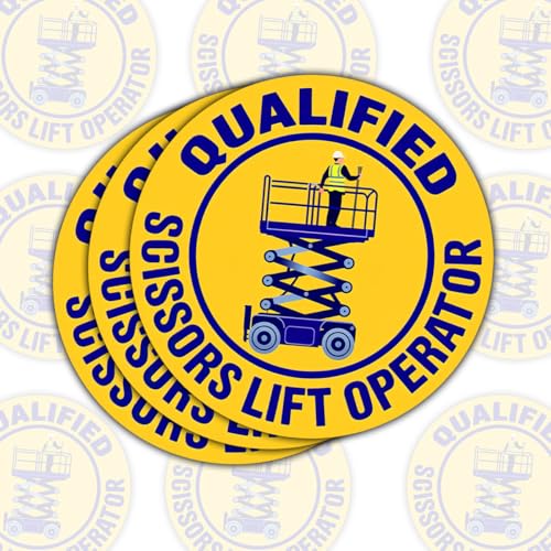 3 Pcs Qualified Scissors Lift Operator Stickers, Safety Certification Vinyl Decals for Construction Workers, Heavy Equipment Operators, Workplace Training and Industrial Gifts (3 inch)