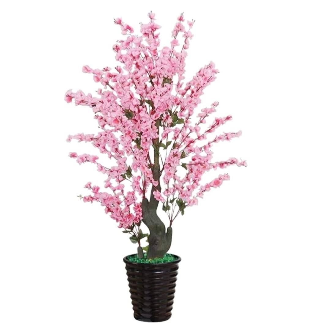 CVdrtyED Artificial Tree Plant Plastic Artificial Tree Plant Potted Peach Blossom Large Bonsai Decoration Indoor Living Room Fake Decor(160cm)