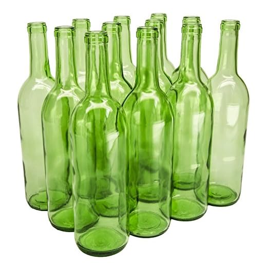 North Mountain Supply 750ml Glass Bordeaux Wine Bottle Flat-Bottomed Cork Finish - Case of 12 - Light Green