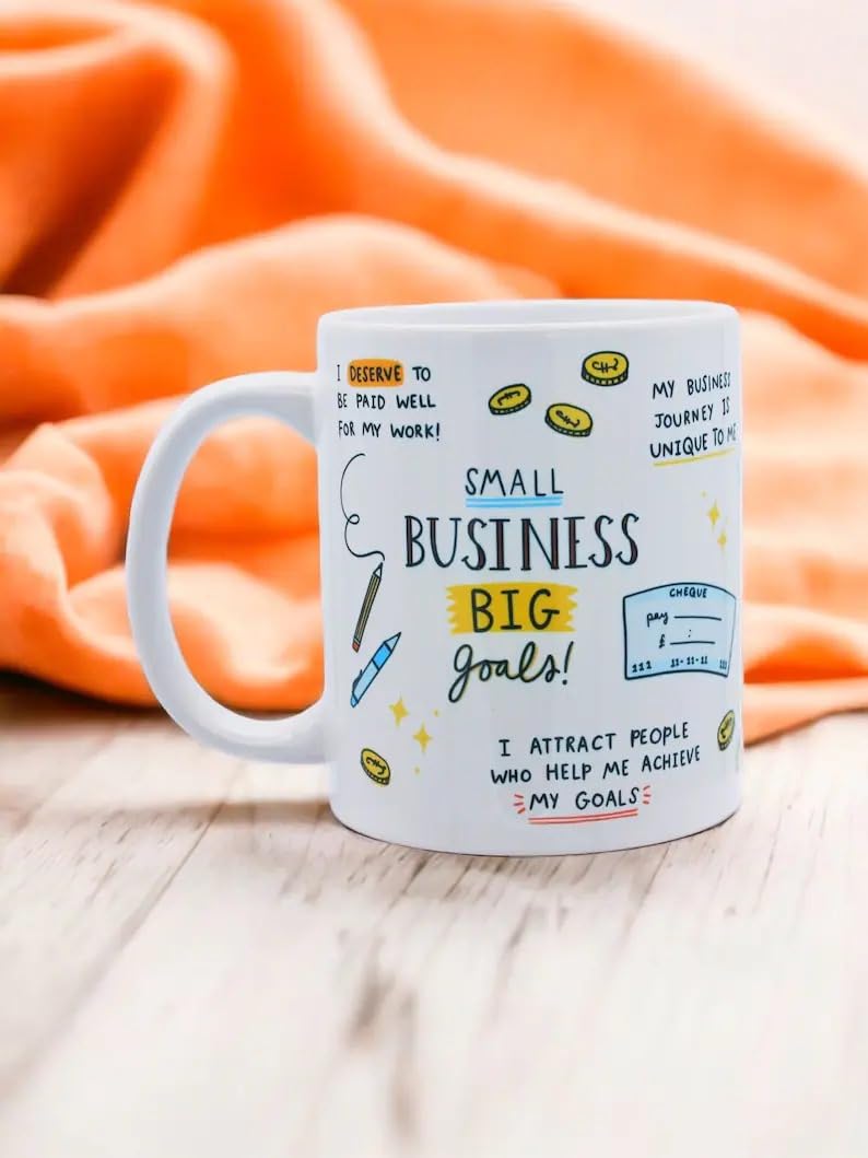 DAYS Ceramic Small Business Big Goals Mug Affirmation Mug Work Mug Law Of Attraction Motivational Mug Manifest Affirmations Wellbeing Mindset Small Business Mug 350 Ml, White (B0CNRYK1CP) Amazon Price History, Amazon Price Tracker
