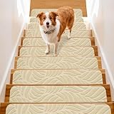 【Amazon 限定ブランド】階段マット 階段用滑り止め76X20cm 【15枚入り】XIWEIYI 階段カーペット厚み4mm 階段敷き吸着マット床保護 転倒防止 キズ防止足腰負担軽減 ズレない子供や高齢者 ペットなどの安全対策に 猫犬階段滑り止めマット図案は美しくて