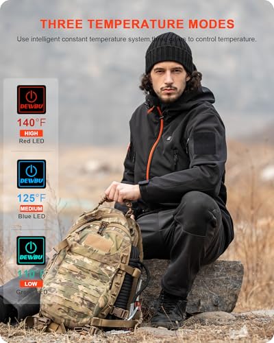 Image of DEWBU Heated Jacket for Men with 12V Battery Pack Winter Outdoor Soft Shell Electric Heating Coat