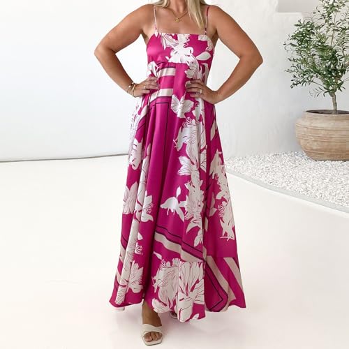 Image of NUFIWI Women Summer Striped Maxi Dress Spaghetti Strap Cutout Ruffle Long Dress Flowy Swing Beach Vocation Dress