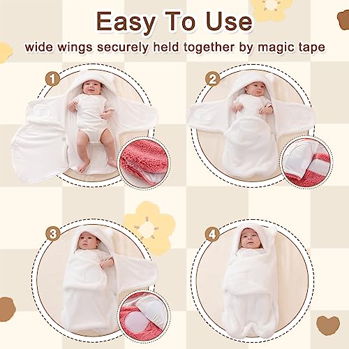 Image of AiWMGL Baby Winter Fleece Swaddle Blanket 0-3 Months Boys Girls Warm Adjustable Newborn Swaddling Wrap Soft Plush Sleeping Sacks