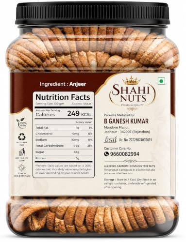Image of SHAHI NUTS Dried Afghani Anjeer 1Kg | Premium Big Size Dry Figs | Naturally Sweet Dried Figs | Fiber Rich Dry Fruit | Soft & Delicious Anjeer | Healthy Everyday Snack