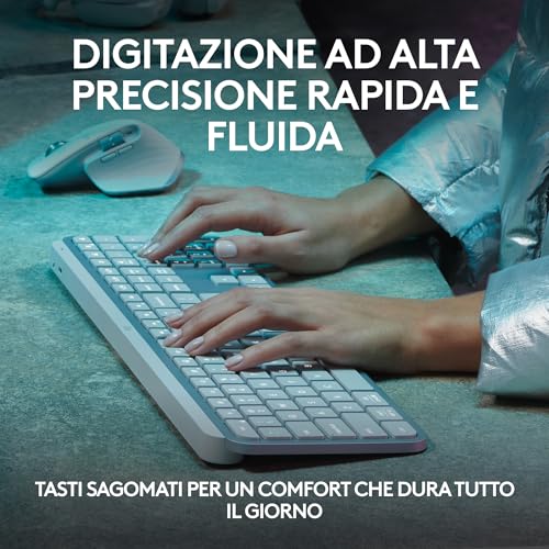 MX Keys S, Tastiera Wireless, Profilo Basso, Tasti Programmabili, Retroilluminazione, Bluetooth, USB C Ricaricabile, per PC Windows/Linux/Chrome/Mac - Grigio chiaro, Layout Italiano QWERTY - Tastiera gaming - Immagine 1