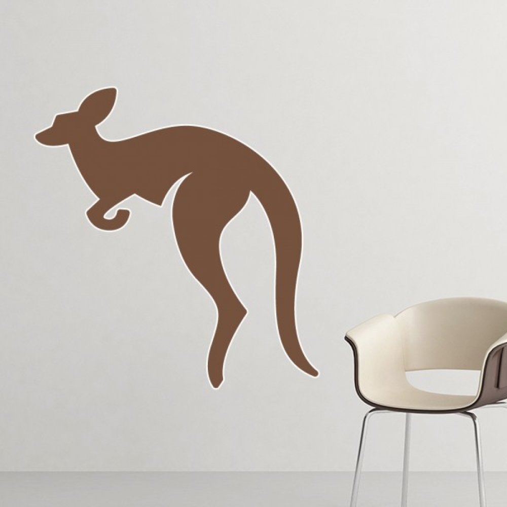 Stickers mural kangourou marron deco Australie amovible papier peint DIY