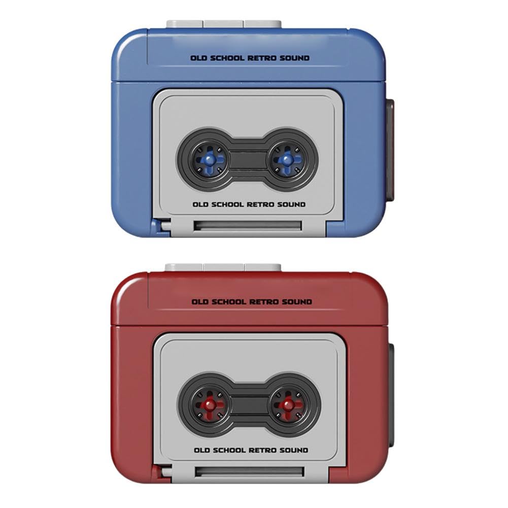 2pcs Creative Mini Tape Recorder Keychain, Retro Recorder Tape Keychain, Portable Music Keyring, Couple Gift for Birthday Valentine's Day Christmas