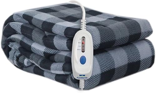 Pure Warmth Manta térmica eléctrica de forro polar estampada, patrón gris oscuro