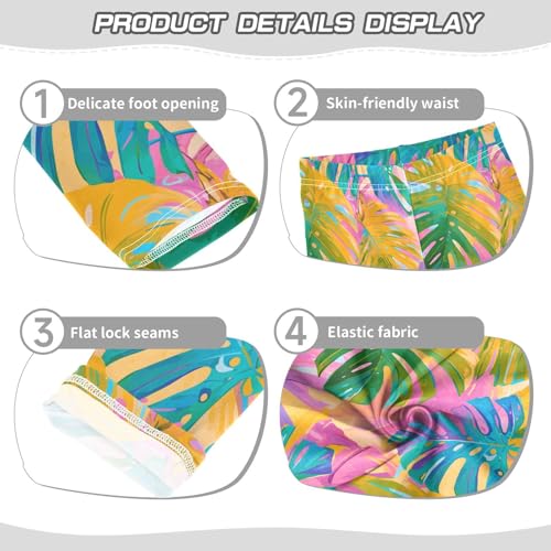 KLL Leaves Monstera Blots Little Girls Legging Comfortable High Waisted Leg Yoga Pants Running3