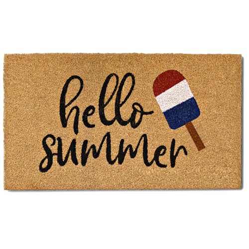 MAINEVENT Hello Summer Welcome Mat Popsicle Decor 30x17 Inch Summer Outdoor Mat Rug Door Mats Outdoor Rug Door for Patio