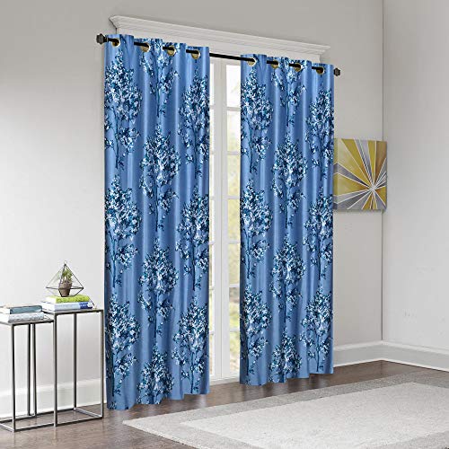 Image of LUXURY CRAFTS Polyester Floral Eyelet Door Curtain 7 x 4ft (Sky Blue), Grommets, Eyelet