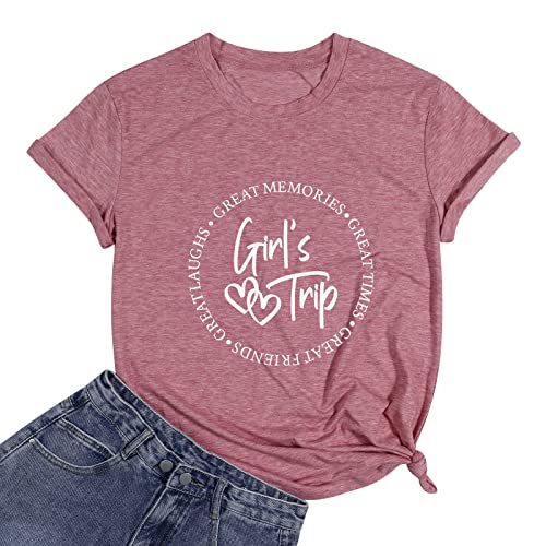 Image of Girls Trip Shirts for Women 2026 Girl Vacation Weekend Matching Tshirts Summer Vacay Mode Graphic Tees