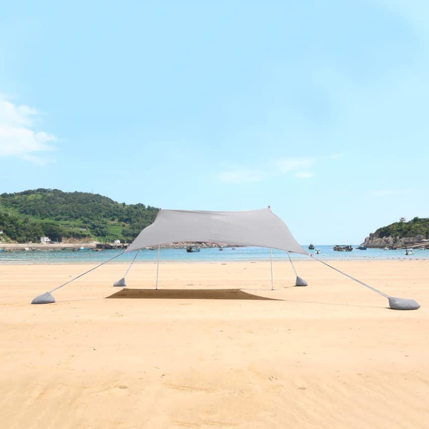 Tenda Spiaggia Mare Gazebo Portatile 2,3 x 2,3 m Protezione UV Antivento Formentera - Grigio