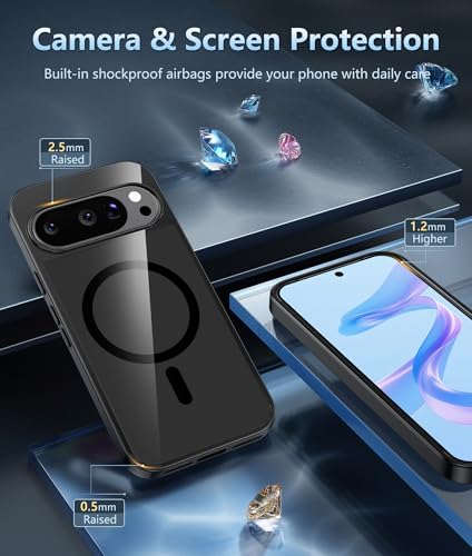 Image of FNTCASE for Google Pixel 10 Case: Pixel 10 Pro Case Google 9 /9 Pro Magnetic Clear Slim PhoneCase | Anti-Drop Shockproof Scratch Protective Thin Transparent Crystal Cell Phone Cover(Black)