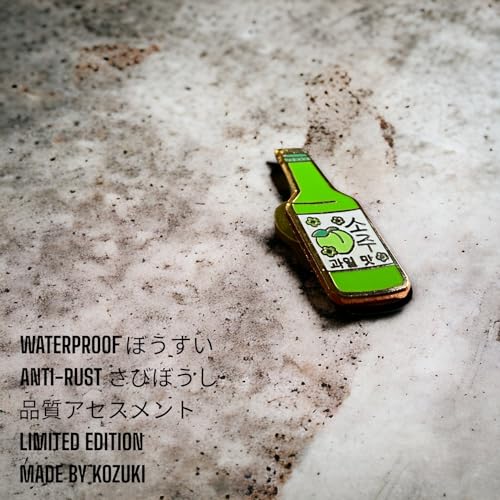 Image of Soju pin enamel Korean soju pin Hard Enamel Korean lapel pin Soju accessories Korean drink pin Kpop enamel pin Soju merchandise Soju bottle pin