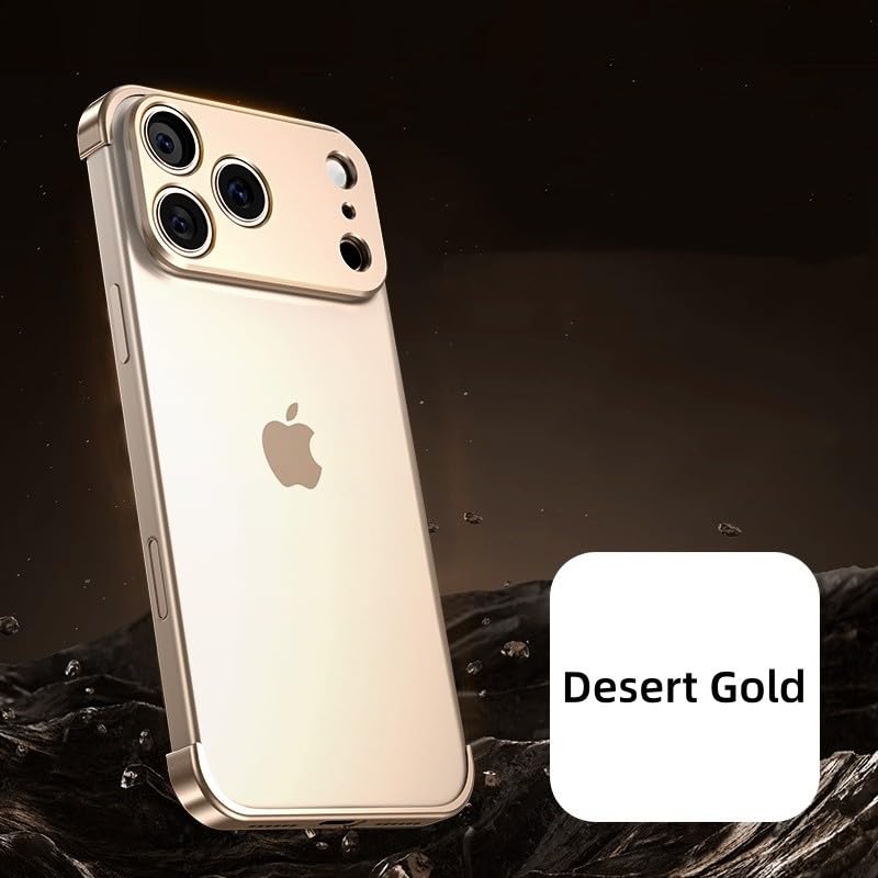 Coque iPhone 17 aluminium doré désert avec protection d'objectif intégrée