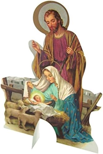 Tarjeta de Navidad de cartulina de pie con belén de la Sagrada Familia, tarjetas de Navidad católicas, a granel, paquete de 10
