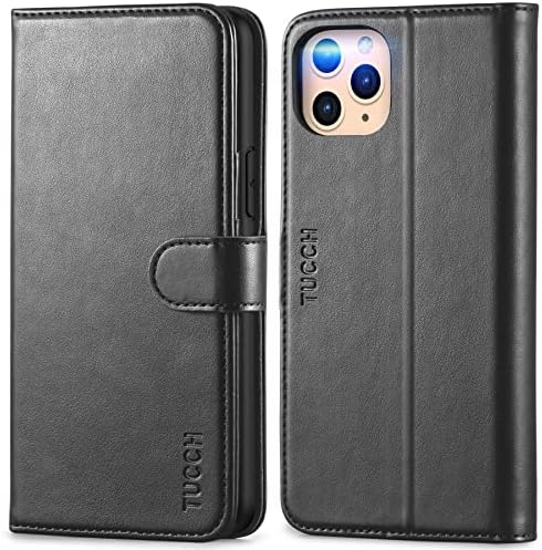TUCCH iPhone 11 Pro Wallet Case, Magnetic Auto Wake/Sleep RFID Blocking Protection Card Slots [TPU Shockproof Interior Shell], PU Leather Stand Flip Cover Compatible with iPhone 11 Pro(5.8), Black