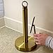 theaoo Heavy-Duty Stainless Steel Paper Towel Holder with Tension Arm – Easy One-Handed Tear, Modern Standing Countertop Dispenser for Kitchen, Holds All Paper Towel Rolls (1, Gold)