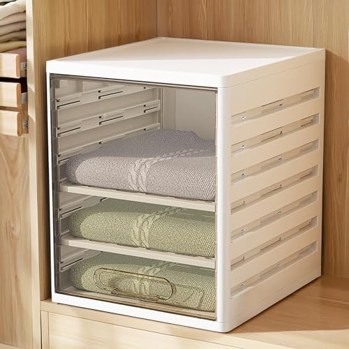 Organizador de almacenamiento para armario con divisores, organizadores de cajones apilables, cajas de almacenamiento con tapas para armario, despensa, lavandería, sala de estar