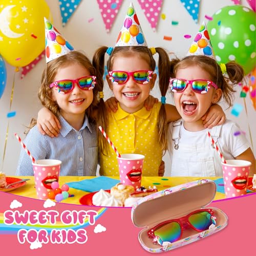 Image of Kids Sunglasses Girls Unicorn Heart Eyeglasses UV Protection Toddler Sunglasses with Sunglass Case for Party Beach
