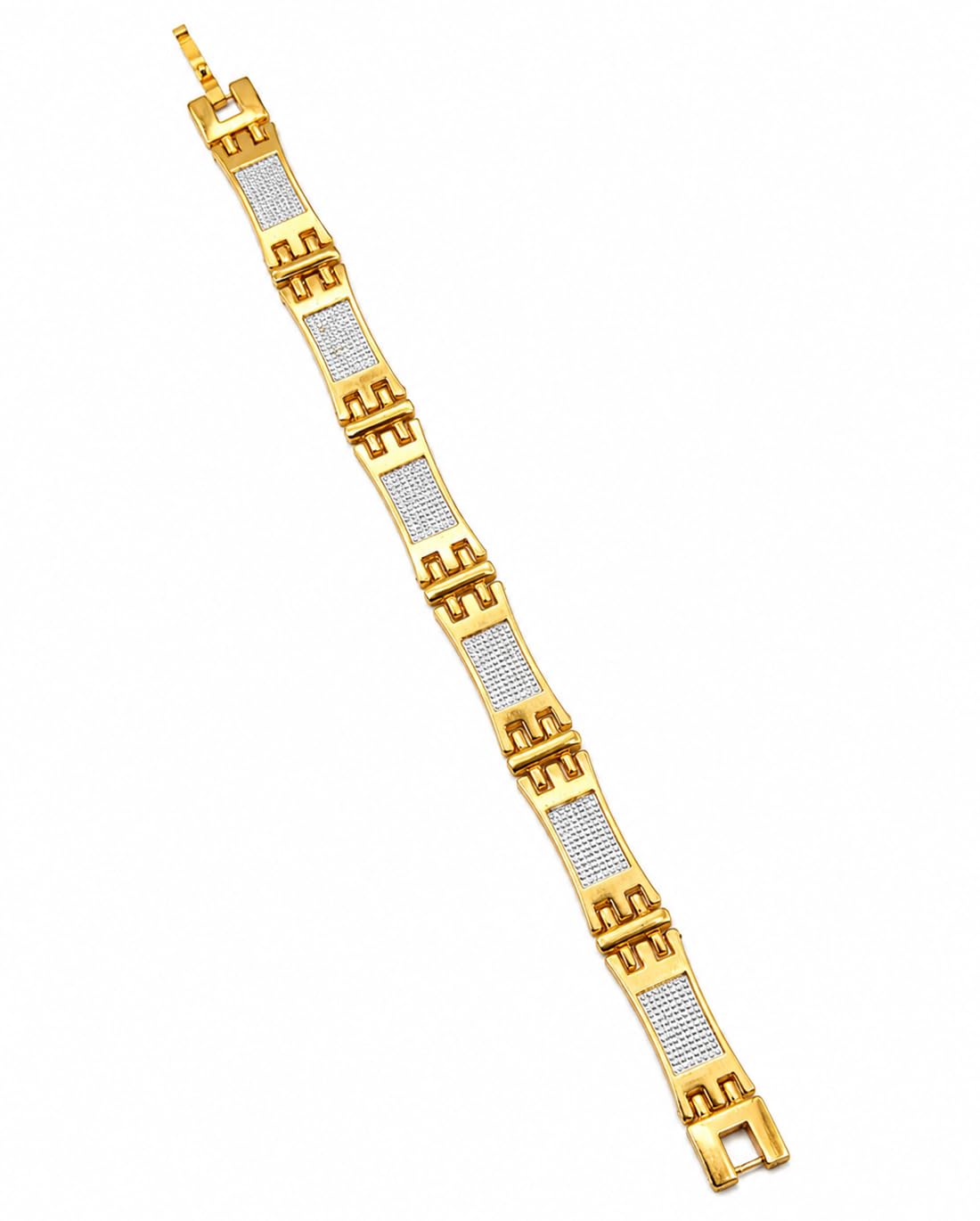 shankhraj mall Gold-Tone Greek Key Link Bracelet with Crystal Pave Panels-picture-28