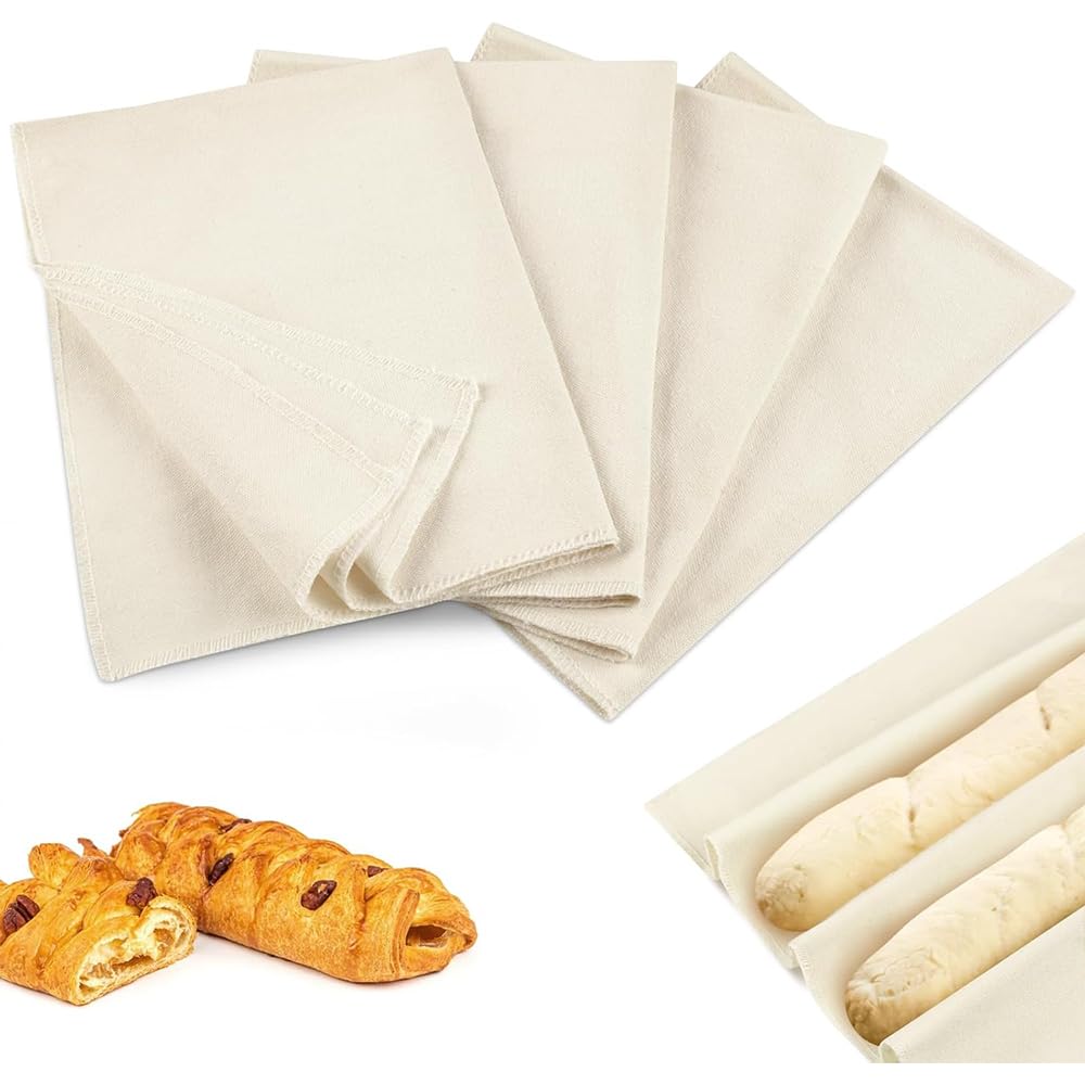 4PCS Linen Tea Towels for Bread Proofing, 17x29 Inch Reusable Bread Proofing Cloth, Dish Towels for Baking Sourdough, Baguettes, Pastry and Homemade Bread