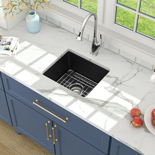 Petit évier à barre en quartz composite noir 45 cm pour kitchenette moderne - 4