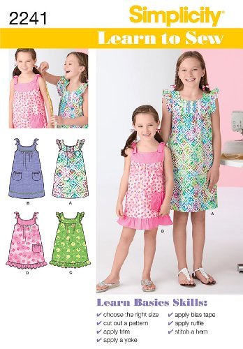 Simplicity Sewing Pattern 2241 Learn to Sew Child's and Girl's Dresses, Size K5 (7-8-10-12-14) by 