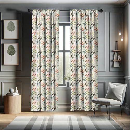 Ambesonne MICP_47709_56X84 Grunge Curtains, Vintage Pattern Of Colorful Falling Autumn Leaves Nature Change In Fall Season Theme thumb #4