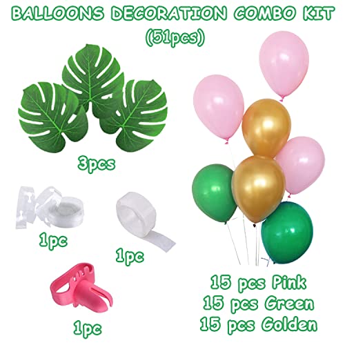 Image of Party Propz Rubber Pink Green Golden Balloons Garland Arch Kit- 51Pcs For Girls /Bride To Be Balloon /Girl Arrival Kit /Baby Theme Parties /1St Birthday Decoration For Baby Girl(Multi Color)