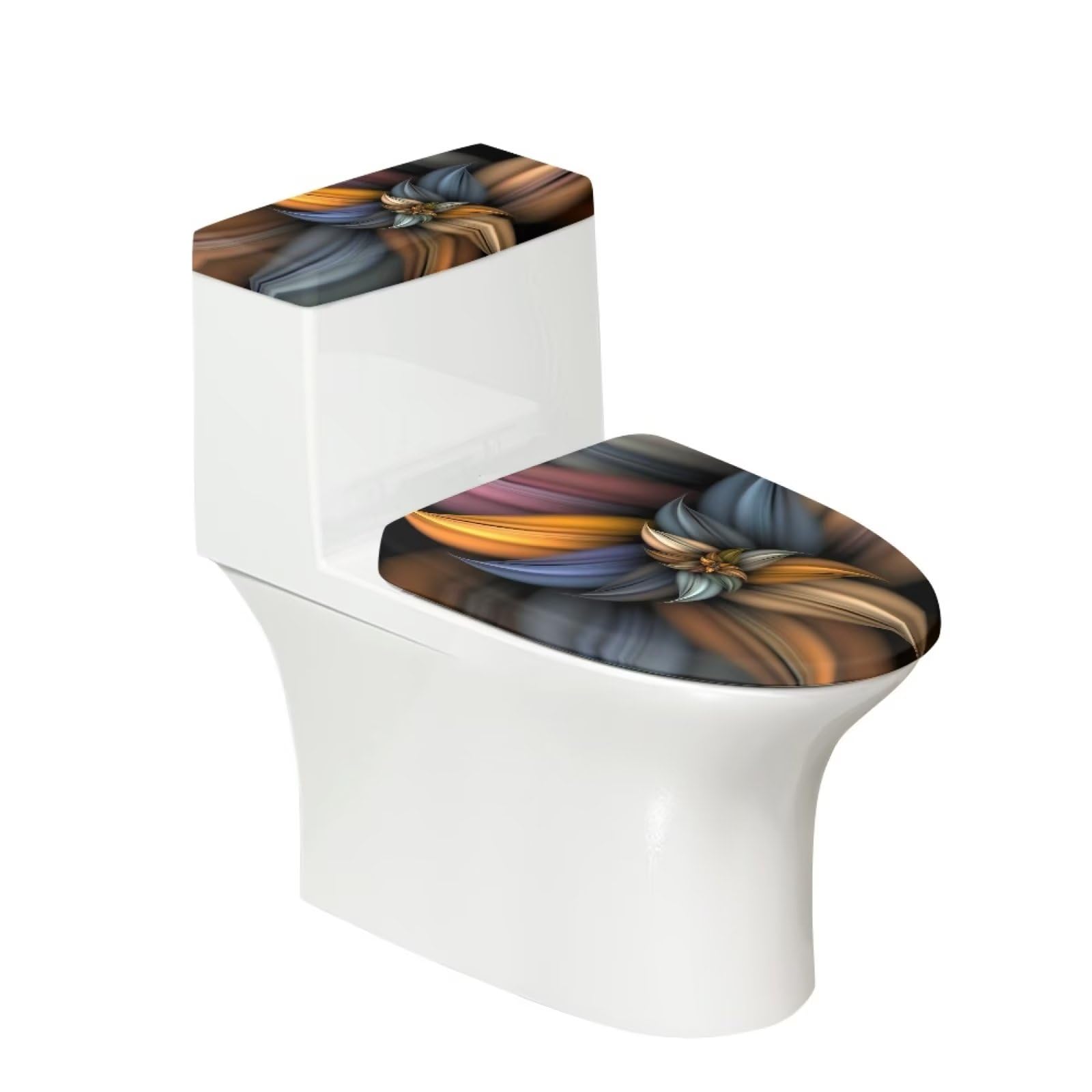 chaqlin Art Flower Toilet Covers Set for Bathroom,Set of 2 Pieces Vintage Floral Print Toilet Seat Cover Replacement Novelty Toilet Lid Cover Tank Lid Protective Covers Bathroom Decorations