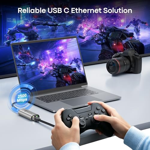 Adaptador USB C a Ethernet 2.5G Reborn con carcasa de aluminio resistente 7