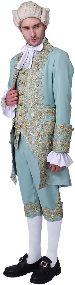 CosplayDiy Men's 18th Century Court Suit Colonial Victorian British Military Uniform Elegant Men's Rococo Costume