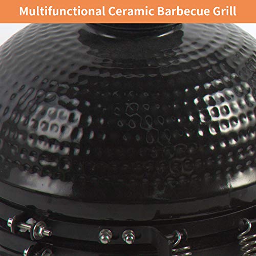 Aoxun 13" Kamado Grill, Roaster And Smoker. Bbq Grill,Multifunctional Ceramic Barbecue Grill, Egg Outdoor Kitchen Style #TOP1