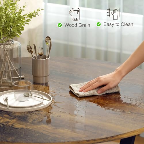 HOMCOM Dining Table, Round Kitchen Table with Black Legs, Anti-slip Foot Pads for Living Room, Dining Room, 90 x 76 cm, Rustic Brown - Image 7