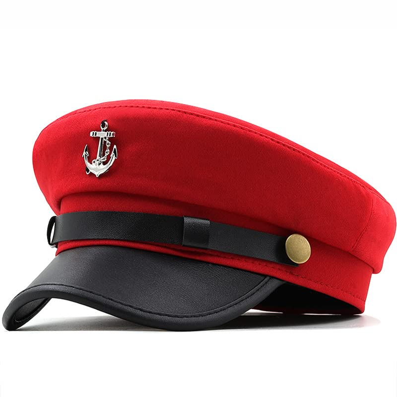 Image of Newsboy Cap for Women Beret Hat Vintage Military Sailor Captain Caps | Painter Ivy Peaked Flat Cap